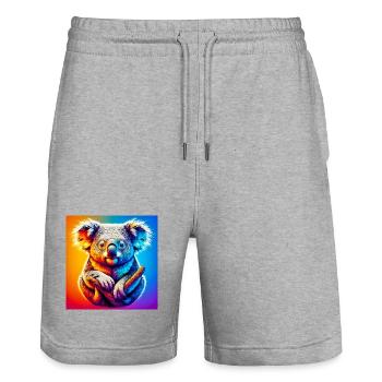 Koala - Stanley/Stella Unisex Bio Joggingshorts Trainer  - Grau meliert - Vorne - Nik (191cm) & Marisol (170cm)