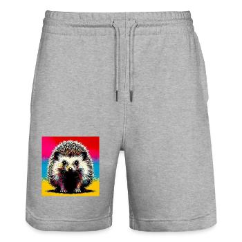 hedgehog - Stanley/Stella Trainer Unisex Organic Jogging Shorts - heather grey - Front - Nik (191cm) & Marisol (170cm)