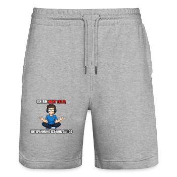 Non Tilted Gamer Saying Design - Stanley/Stella Trainer Unisex Organic Jogging Shorts - heather grey - Front - Nik (191cm) & Marisol (170cm)