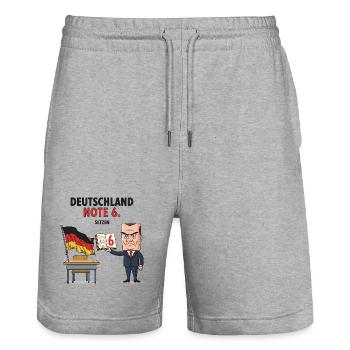 Deutschland Note 6 Motiv mit Lehrer  - Stanley/Stella Unisex Bio Joggingshorts Trainer  - Grau meliert - Vorne - Nik (191cm) & Marisol (170cm)