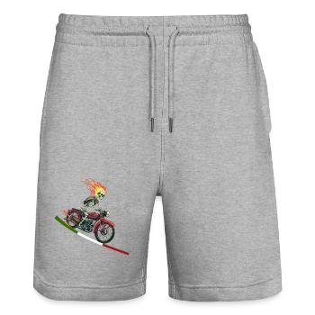 Squelette en Moto enflammé drapeau italien - Short de jogging bio TRAINER Stanley/Stella unisexe - gris chiné - Devant - Nik (191cm) & Marisol (170cm)