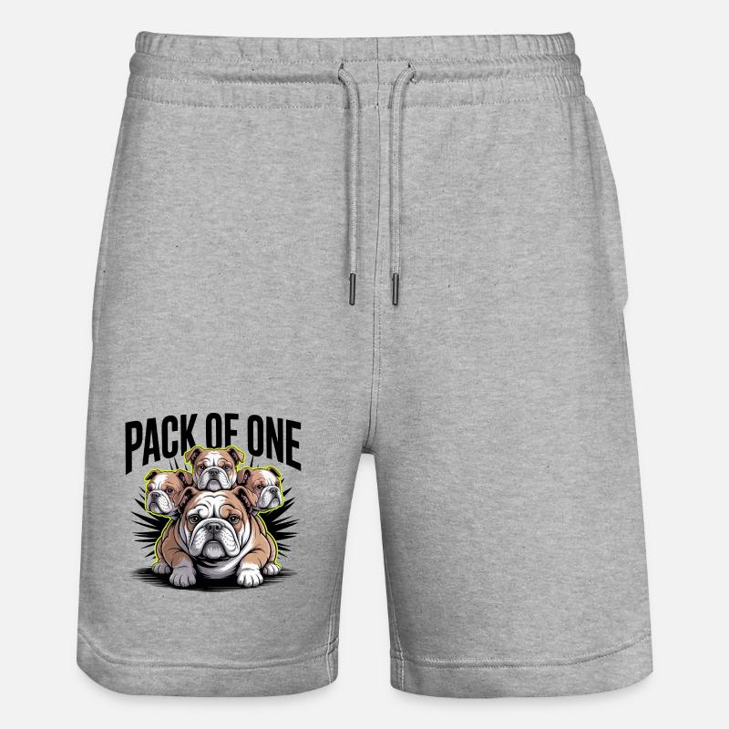 Packung mit einer Bulldogge - Stanley/Stella Unisex Bio Joggingshorts Trainer  - Grau meliert