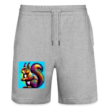 squirrel - Stanley/Stella Trainer Unisex Organic Jogging Shorts - heather grey - Front - Nik (191cm) & Marisol (170cm)