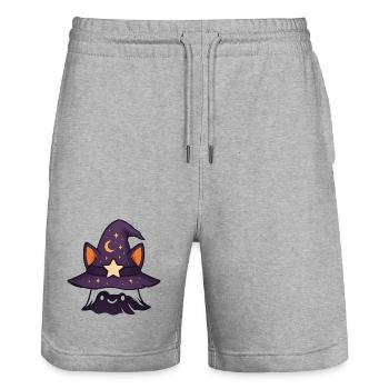 Mystische Katzenzauberung - Stanley/Stella Unisex Bio Joggingshorts Trainer  - Grau meliert - Vorne - Nik (191cm) & Marisol (170cm)