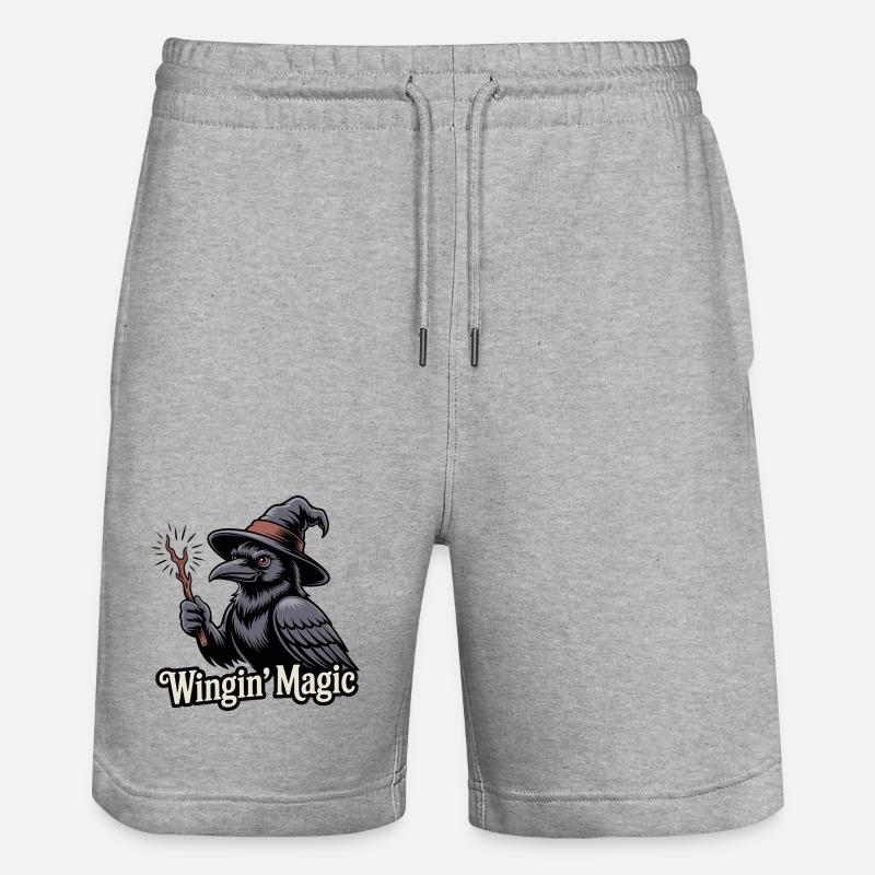 Corbeau magique ailé - Short de jogging bio TRAINER Stanley/Stella unisexe - gris chiné