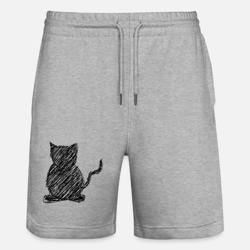 Katze Scribble Zeichnung Tier Geschenk - Stanley/Stella Unisex Bio Joggingshorts Trainer  - Grau meliert