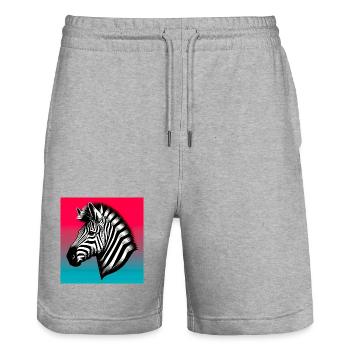 Zebra - Stanley/Stella Unisex Bio Joggingshorts Trainer  - Grau meliert - Vorne - Nik (191cm) & Marisol (170cm)