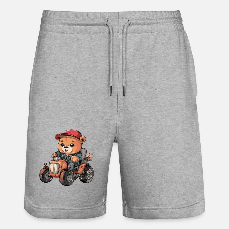 Bär Traktor Farmer - Stanley/Stella Unisex Bio Joggingshorts Trainer  - Grau meliert
