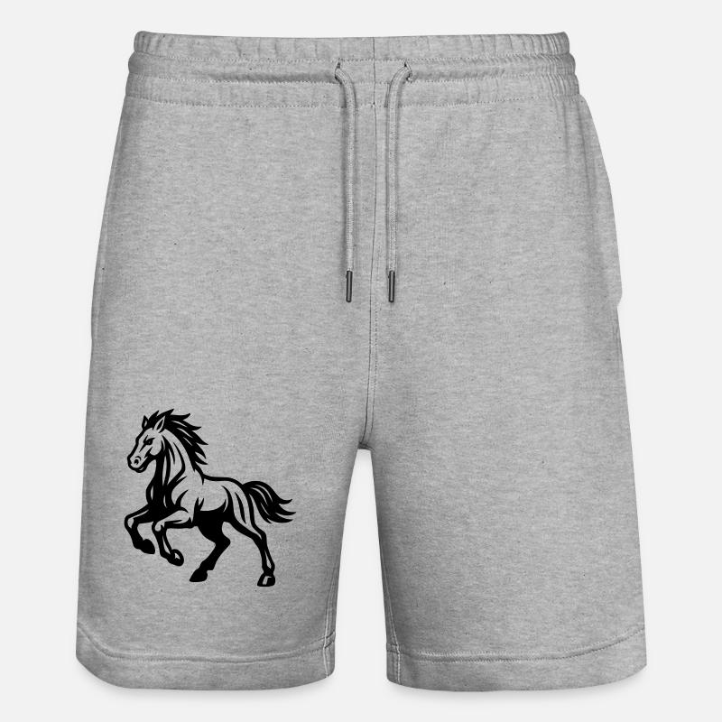 Pferd  - Stanley/Stella Unisex Bio Joggingshorts Trainer  - Grau meliert