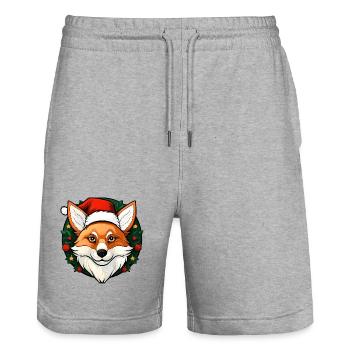 Füchse Weihnachten - Stanley/Stella Unisex Bio Joggingshorts Trainer  - Grau meliert - Vorne - Nik (191cm) & Marisol (170cm)