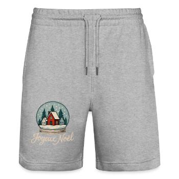 Boule de Noël Maison Rouge - Short de jogging bio TRAINER Stanley/Stella unisexe - gris chiné - Devant - Nik (191cm) & Marisol (170cm)