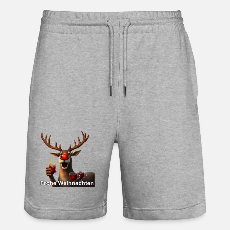 Renne au vin chaud Joyeux Noël - Short de jogging bio TRAINER Stanley/Stella unisexe - gris chiné