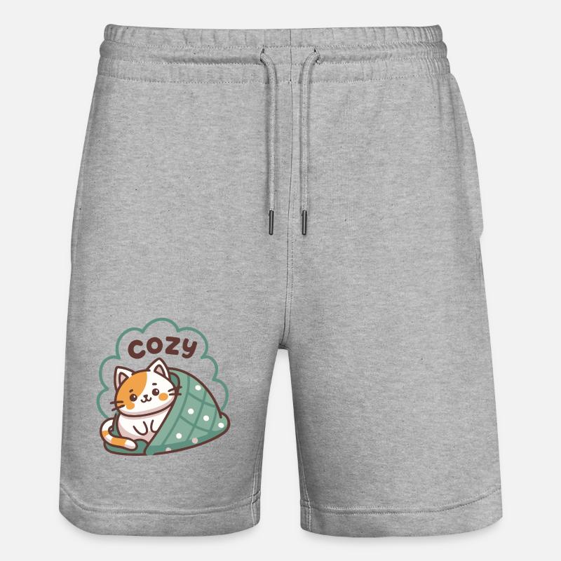 Chat Cozy sous Couette - Short de jogging bio TRAINER Stanley/Stella unisexe - gris chiné