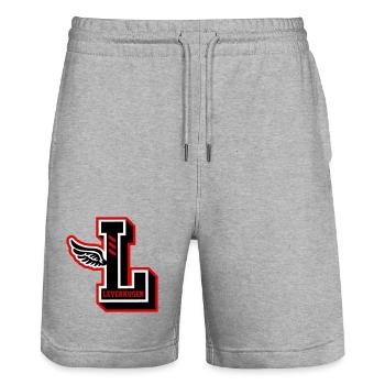 LEVERKUSEN 2026 - Stanley/Stella Unisex Bio Joggingshorts Trainer  - Grau meliert - Vorne - Nik (191cm) & Marisol (170cm)