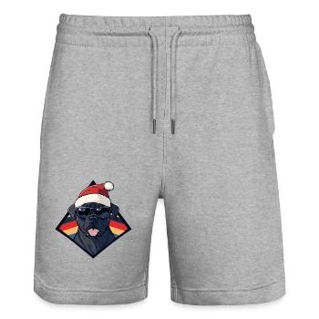 Hund mit Santa Hut und Sonnenbrille - Stanley/Stella Unisex Bio Joggingshorts Trainer  - Grau meliert - Vorne - Nik (191cm) & Marisol (170cm)