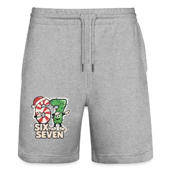 67 Meme Six Seven Tapping du Père Noël Drôle - Short de jogging bio TRAINER Stanley/Stella unisexe - gris chiné - Devant - Nik (191cm) & Marisol (170cm)