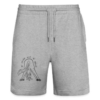N' Pferd wie n' Arsch - Stanley/Stella Unisex Bio Joggingshorts Trainer  - Grau meliert - Vorne - Nik (191cm) & Marisol (170cm)
