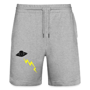 UFO Invasion Lightning Attack Alien Vector - Stanley/Stella Trainer Unisex Organic Jogging Shorts - heather grey - Front - Nik (191cm) & Marisol (170cm)