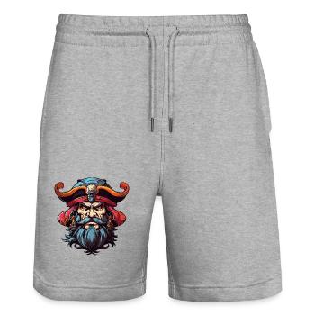 Pirat mit Bart Comic - Stanley/Stella Unisex Bio Joggingshorts Trainer  - Grau meliert - Vorne - Nik (191cm) & Marisol (170cm)