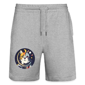 Cats Cosmos Astronaut Space Cat Portrait - Stanley/Stella Trainer Unisex Organic Jogging Shorts - heather grey - Front - Nik (191cm) & Marisol (170cm)