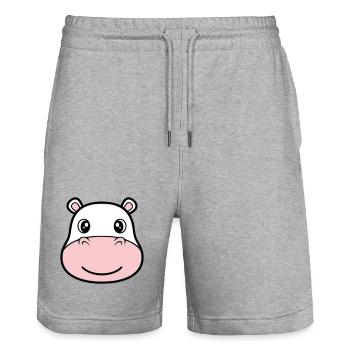Nilpferd Kopf Gesicht Maske Lächeln - Stanley/Stella Unisex Bio Joggingshorts Trainer  - Grau meliert - Vorne - Nik (191cm) & Marisol (170cm)