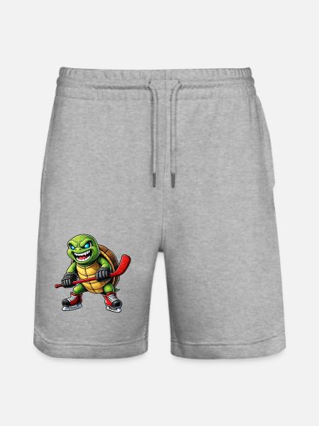 Aggressive Schildkröte Eishockey Spieler Horror - Stanley/Stella Trainer Unisex Organic Jogging Shorts - heather grey