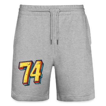 74 Nombre Coloré - Short de jogging bio TRAINER Stanley/Stella unisexe - gris chiné - Devant - Nik (191cm) & Marisol (170cm)