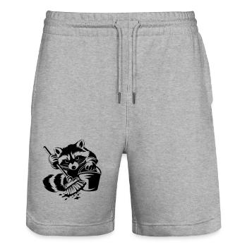 Waschbär mit Eimer & Mopp - Stanley/Stella Unisex Bio Joggingshorts Trainer  - Grau meliert - Vorne - Nik (191cm) & Marisol (170cm)