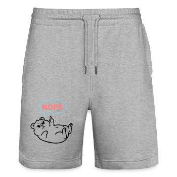 Hamster Nope Comic Sprechblase - Stanley/Stella Unisex Bio Joggingshorts Trainer  - Grau meliert - Vorne - Nik (191cm) & Marisol (170cm)