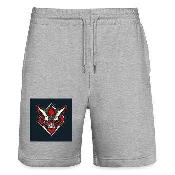 Schädel-Krieger-Emblem - Stanley/Stella Unisex Bio Joggingshorts Trainer  - Grau meliert - Vorne - Nik (191cm) & Marisol (170cm)