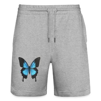 Blue Butterfly Neon Wings - Stanley/Stella Trainer Unisex Organic Jogging Shorts - heather grey - Front - Nik (191cm) & Marisol (170cm)
