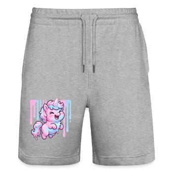 Délice de goutte de licorne pastel - Short de jogging bio TRAINER Stanley/Stella unisexe - gris chiné - Devant - Nik (191cm) & Marisol (170cm)