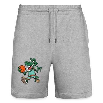 Basketballer Krokodil - Stanley/Stella Unisex Bio Joggingshorts Trainer  - Grau meliert - Vorne - Nik (191cm) & Marisol (170cm)
