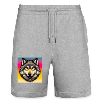 Loup - Short de jogging bio TRAINER Stanley/Stella unisexe - gris chiné - Devant - Nik (191cm) & Marisol (170cm)