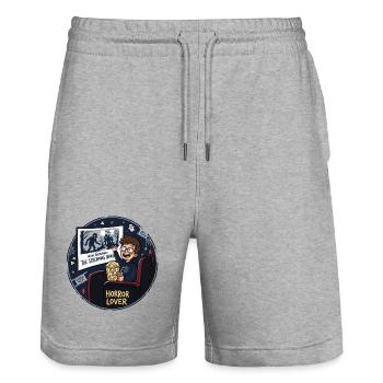 Horror Lover Kino Nacht Design - Stanley/Stella Unisex Bio Joggingshorts Trainer  - Grau meliert - Vorne - Nik (191cm) & Marisol (170cm)