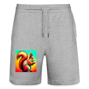 squirrel - Stanley/Stella Trainer Unisex Organic Jogging Shorts - heather grey - Front - Nik (191cm) & Marisol (170cm)