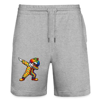 Dabbing Clown - Stanley/Stella Trainer Unisex Organic Jogging Shorts - heather grey - Front - Nik (191cm) & Marisol (170cm)