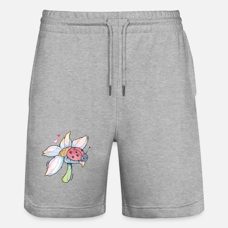 Douce Lucky Charm Ladybug sur fleur - Short de jogging bio TRAINER Stanley/Stella unisexe - gris chiné