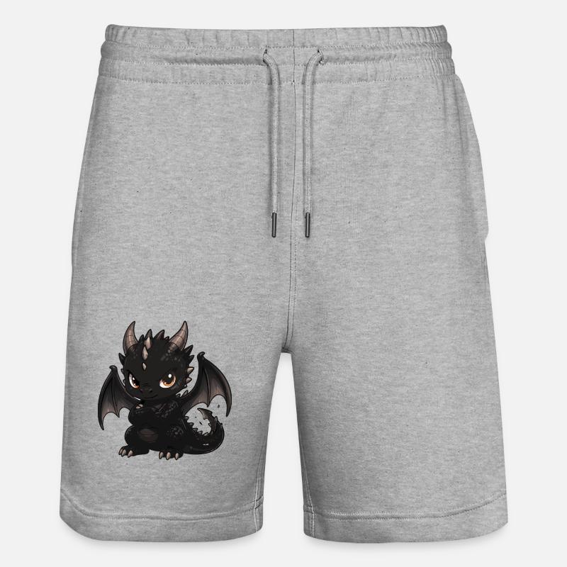 Chibi Dragon Noir aux Ailes - Short de jogging bio TRAINER Stanley/Stella unisexe - gris chiné