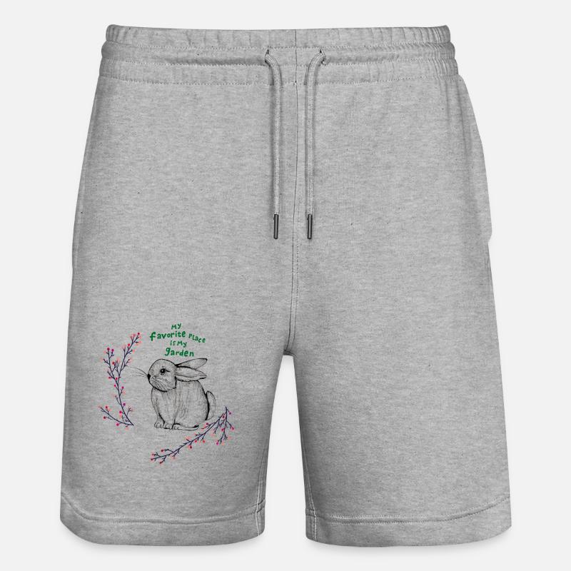 Le lapin dans le jardin - Short de jogging bio TRAINER Stanley/Stella unisexe - gris chiné