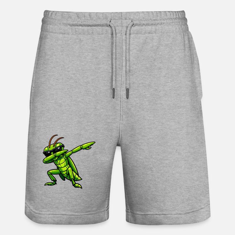 Dabbing Grasshopper - Stanley/Stella Trainer Unisex Organic Jogging Shorts - heather grey