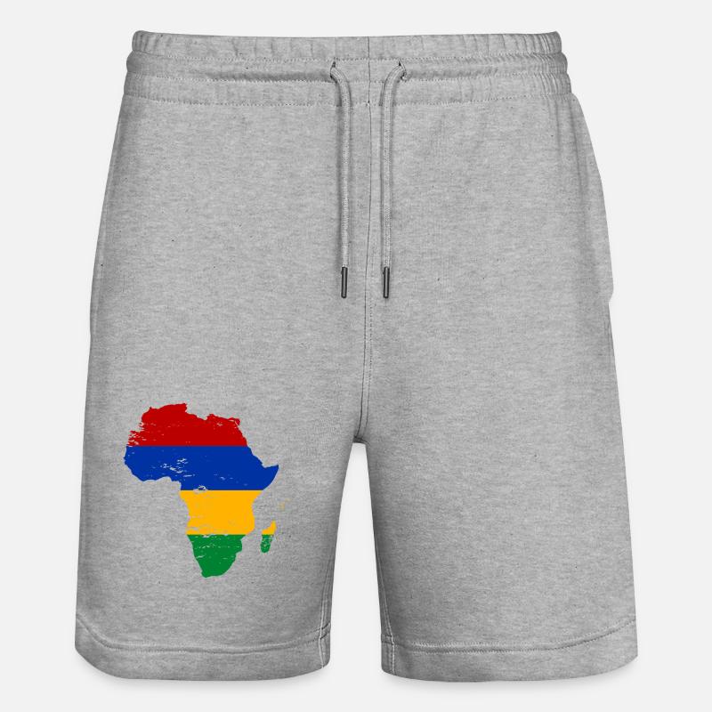 Drapeau Maurice Afrique - Short de jogging bio TRAINER Stanley/Stella unisexe - gris chiné