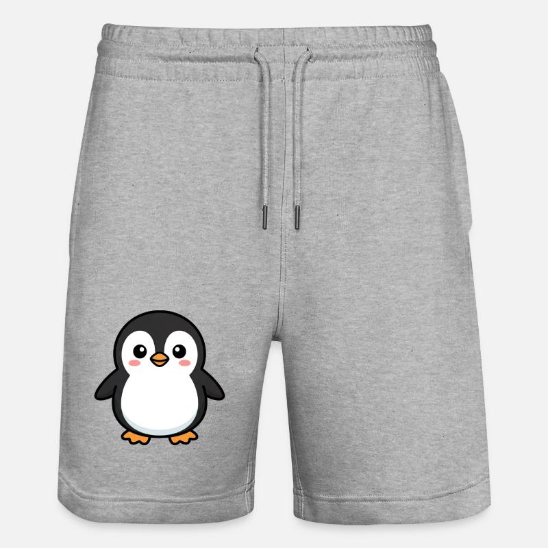 Niedlicher Pinguin-Pixel-Freund - Stanley/Stella Unisex Bio Joggingshorts Trainer  - Grau meliert