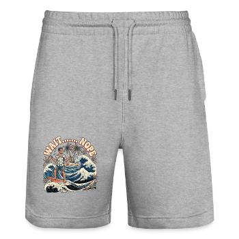 Wait Nope - Stanley/Stella Unisex Bio Joggingshorts Trainer  - Grau meliert - Vorne - Nik (191cm) & Marisol (170cm)