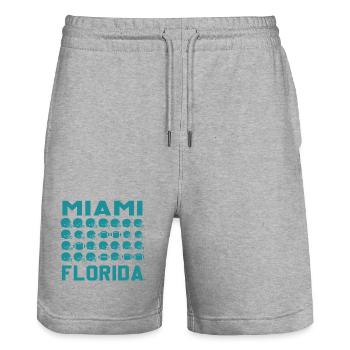 Miami Florida Football Shield - Stanley/Stella Unisex Bio Joggingshorts Trainer  - Grau meliert - Vorne - Nik (191cm) & Marisol (170cm)