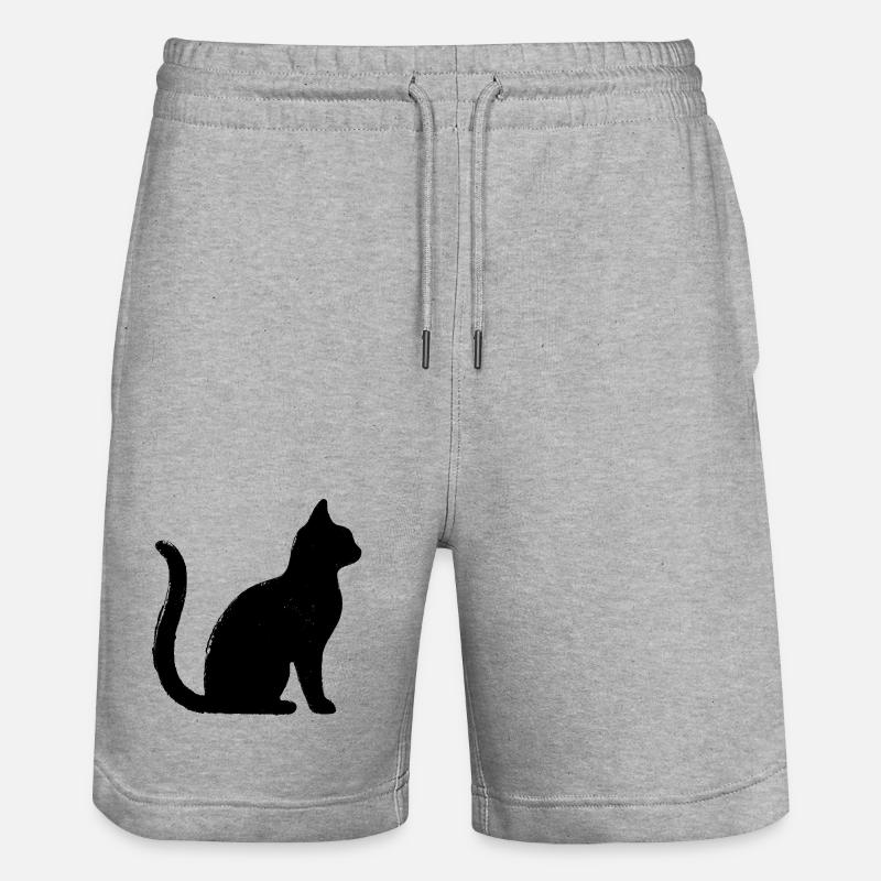 Chat - Silhouette NOIR - Short de jogging bio TRAINER Stanley/Stella unisexe - gris chiné