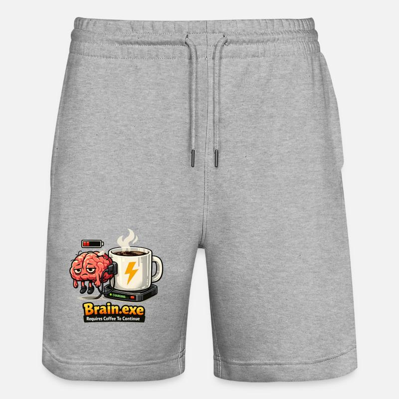 Coffee-driven brain - Stanley/Stella Trainer Unisex Organic Jogging Shorts - heather grey