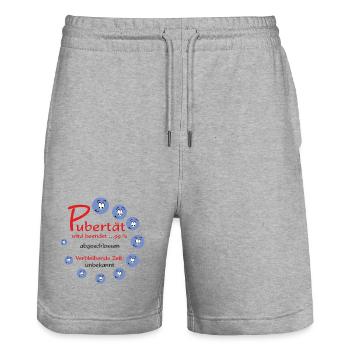 Pubertät beendet – 99% abgeschlossen - Stanley/Stella Unisex Bio Joggingshorts Trainer  - Grau meliert - Vorne - Nik (191cm) & Marisol (170cm)