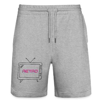 Retro Neon Glitch - Stanley/Stella Trainer Unisex Organic Jogging Shorts - heather grey - Front - Nik (191cm) & Marisol (170cm)
