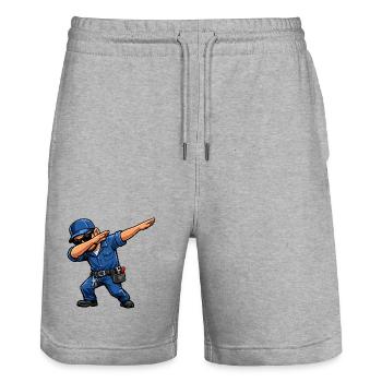 Dabbing Caretaker - Stanley/Stella Trainer Unisex Organic Jogging Shorts - heather grey - Front - Nik (191cm) & Marisol (170cm)